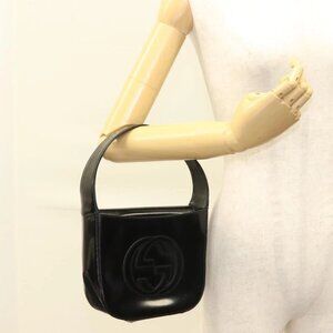 GUCCI Shoulder Bag Patent leather Black Silver